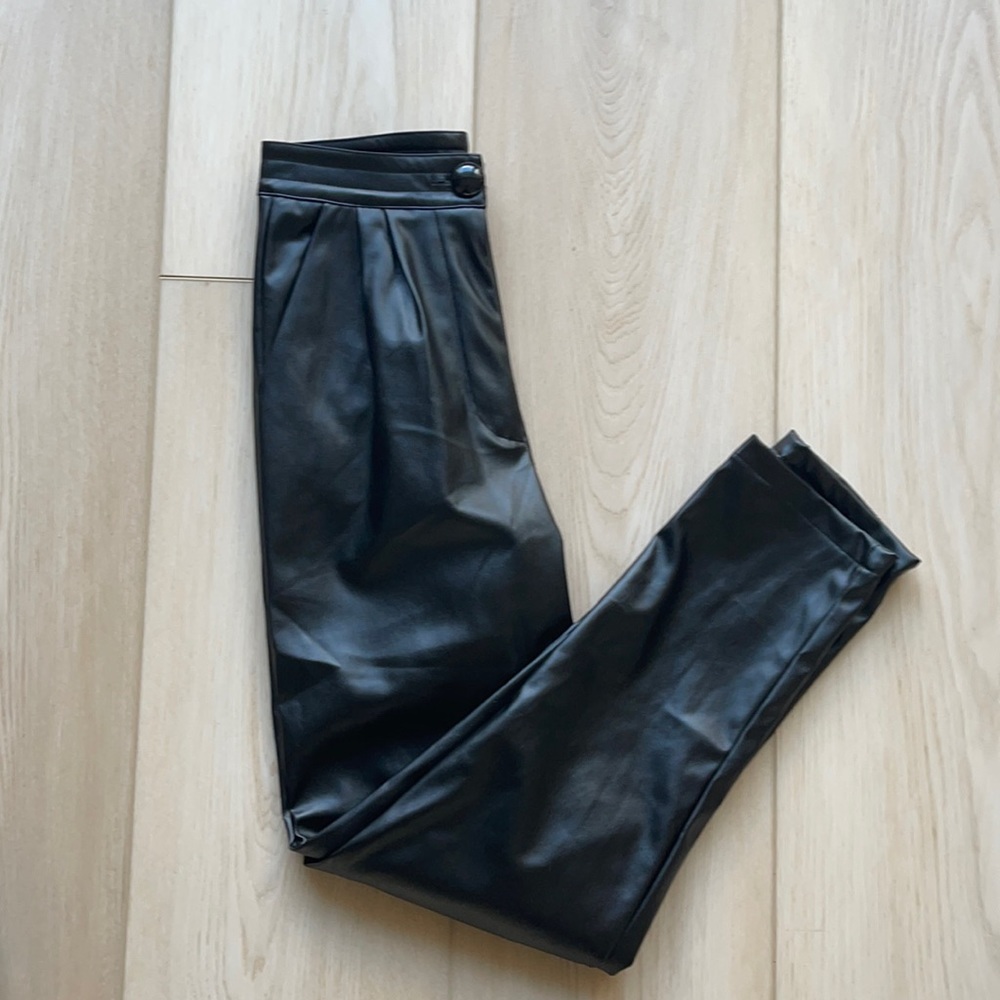 Princess Polly black high waisted leather pants - Picture 1 of 3